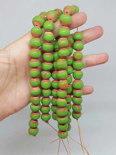 Yeşil Renk Sırlı Seramik Boncuk Dizi 10-12mm/24cm (54132) ürün görseli 1