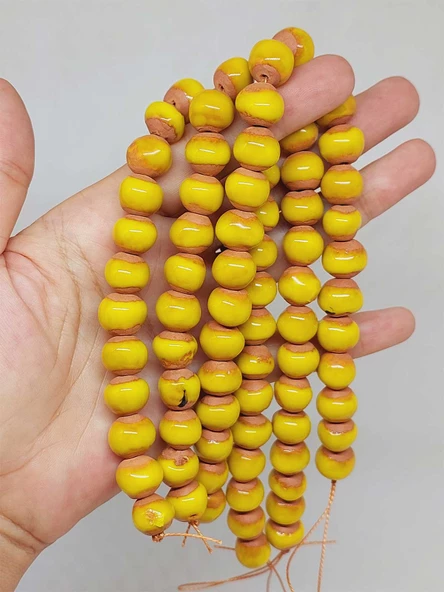 Sarı Renk Sırlı Seramik Boncuk Dizi 10-12mm/23cm (54124) ürün görseli 1