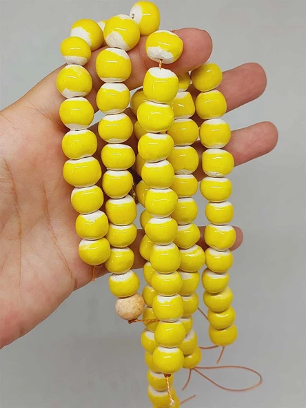 Sarı Renk Sırlı Seramik Boncuk Dizi 10-12mm/23cm (54150) ürün görseli 1