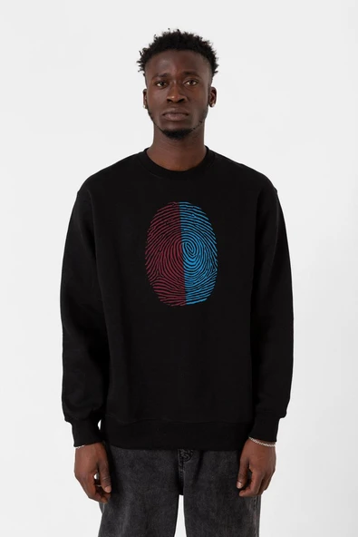 Bordo Mavi Parmak İzi Siyah Erkek 2ip Sweatshirt ürün görseli 1