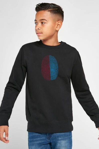 Bordo Mavi Parmak İzi Siyah Çocuk 2ip Sweatshirt ürün görseli 1