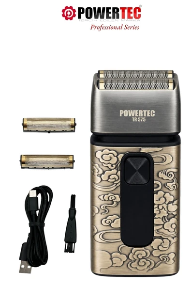 Powertec TR-575 Profesyonel Günlük Sakal Tıraş Makinesi (Çift Elek Başlıklı ve Yedek Başlık Hediyeli) ürün görseli 1