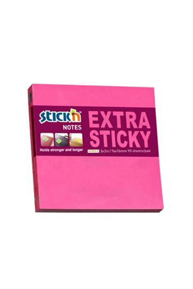 Hopax Stıckn Yapışkanlı Not Kağıdı Extra 90 Yaprak 76x76 mm Neon Pembe ürün görseli 1