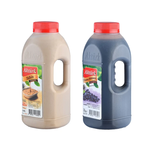 Aktürk Tahin 500 gr + Üzüm Pekmezi 650 gr 2 li Set ürün görseli 1