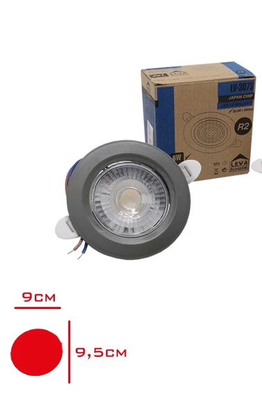 LEVA SIVA ALTI DOWNLIGHT SPOT 3IN1 IŞIK GRİ ÇERÇEVE 6 W 660lm 9 CM LV-3073 ürün görseli 1