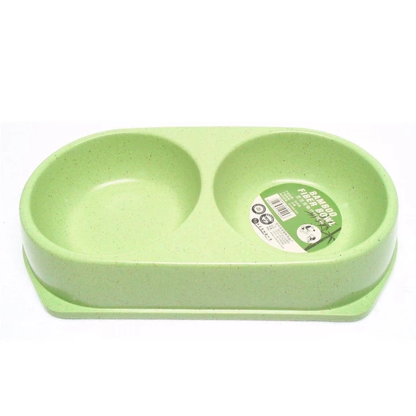 Bamboo Kedi Köpek İkili Mama ve Su Kabı 450 ML x 2 Yeşil ürün görseli 1