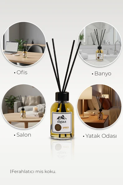 Amber Bambu Çubuklu Oda Kokusu 110 Ml - Red Diffuser Amber Ortam Kokusu - Resim 3