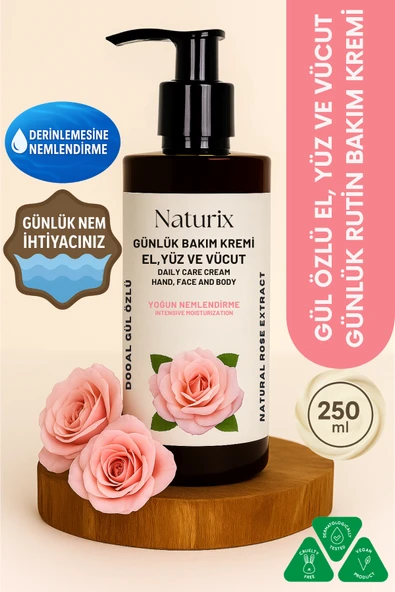 Gül Özlü El, Yüz ve Vücut Bakım Kremi 250 Ml - Nemlendirici ve Onarıcı Vücut Losyonu ürün görseli 1