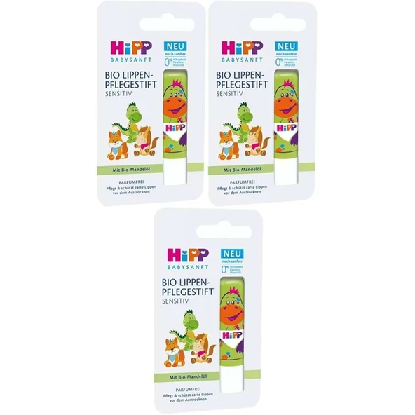 Hipp Babysanft Organik Dudak Nemlendiricisi Ultra Sensıtıv 4.8GR (Yeşil) (3 Lü Set) ürün görseli 1