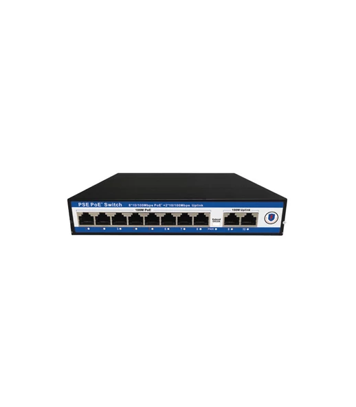 Nd1p802lfg 8 Port Poe+ 10-100 Mbps 2 Port 10-100 Uplink Switch 150w ürün görseli 1