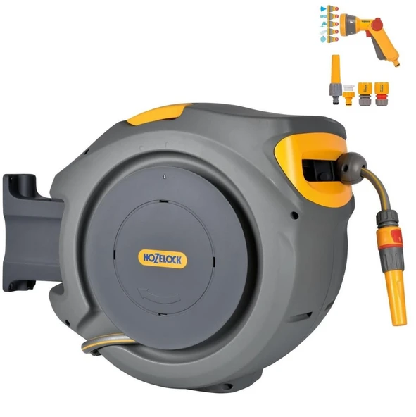 Hozelock 2401H - 3460H Duvara Monte Geri Sarmalı Otomatik Hortum Makarası 20 mt ürün görseli 1