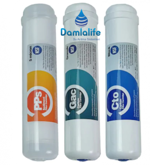 Damlalife 12" Kapalı Kasa 3 Lü Su Arıtma Filtre Seti ürün görseli 1