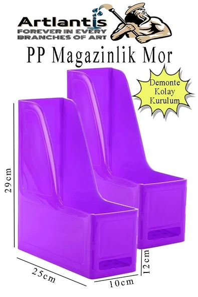 Mor Magazinlik Demonte Plastik 2 Adet Plastik Kutu Klasörü Magazinlik A4 Dosya ve Masa Düzenleyici Sınıf Ev Ofis ürün görseli 1