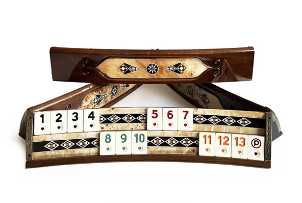 Helena Wood Art Mozaikli Oval Masif Okey Takımı Mazel ürün görseli 1