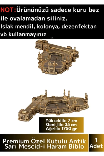 Premium Üretim Özel Kutulu Antik Altın Sarı Renk Mescid-i Haram Hediyelik Dekoratif Biblo ürün görseli 1