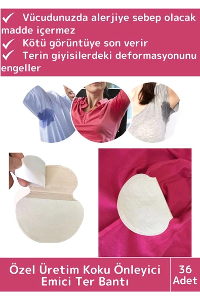 Özel Üretim Emici Özellikli Koku Önleyici Özellikli Kötü Görünüme Son Veren 36 Adet Ter Bandı ürün görseli 1