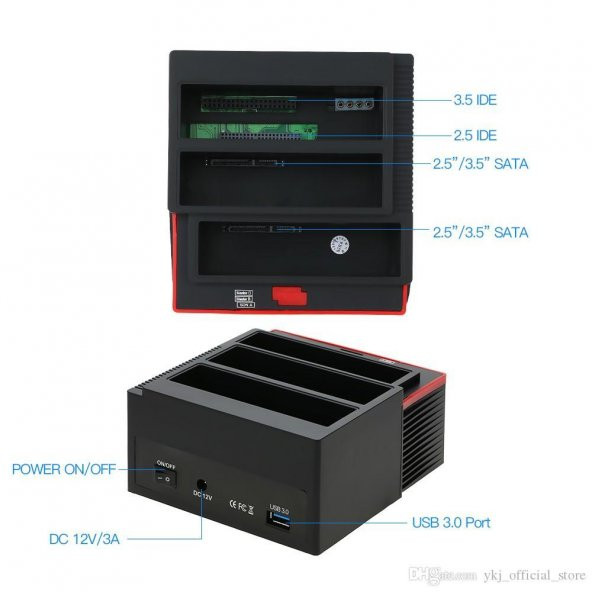 PrimeX PX-2390 USB3.0 2x 2.5"/3.5" Sata/Ide HDD 893U3 Docking Station - Resim 4