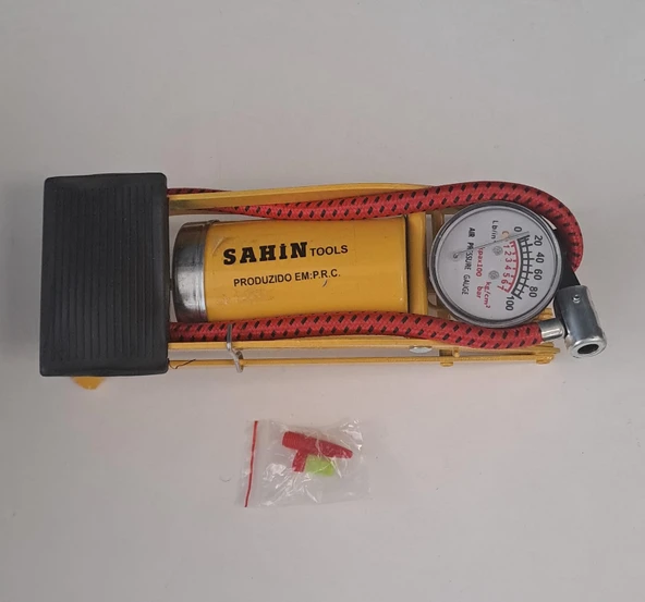 ŞAHİN TOOLS BİSİKLET POMPASI / AYAK POMPASI BAROMETRELİ BASMALI ŞHT-082 ürün görseli 1