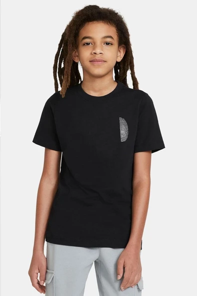 Siyah Beyaz Parmak İzi Siyah Çocuk Tshirt ürün görseli 1