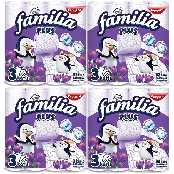 Familia Plus Tuvalet Kağıdı 3 Katlı 128 Li Paket Sihirli Çiçekler (4PK*32) ürün görseli 1