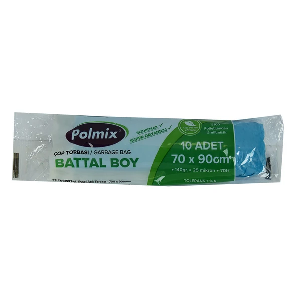 Çöp Torbası Battal Boy 70x90Cm 140Gr 25Mikron 70Lt Mavi Rulo 10 Adet ürün görseli 1