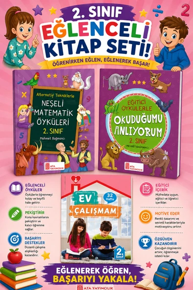 2.Sınıf Ev Çalışmalarım+Okuduğumu Anlıyorum+Neşeli Matematik Öyküleri ürün görseli 1