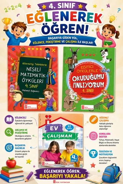 4.Sınıf Ev Çalışmalarım+Okuduğumu Anlıyorum+Neşeli Matematik Öyküleri ürün görseli 1