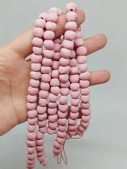 Pembe Pigmentli Seramik Boncuk Dizi 8-9mm/29cm (54238) ürün görseli 1
