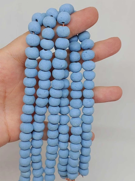 Mavi Pigmentli Seramik Boncuk Dizi 8-9mm/29cm (54232) ürün görseli 1