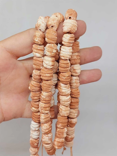 Kahverengi Pigmentli Tırtıklı Mat Seramik Boncuk Dizi 10-12mm/24cm (54224) ürün görseli 1