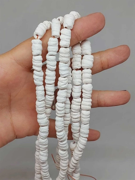 Beyaz Tırtıklı Mat Seramik Boncuk Dizi 10-12mm/33cm (54214) ürün görseli 1