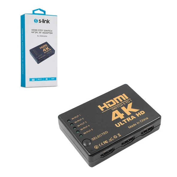 HDMI SWITCH 5 GİRİŞ 1 ÇIKIŞ S-LİNK SL-HSW4K55 (D-29) ürün görseli 1