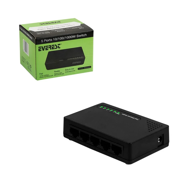 EVEREST ESW-505 Ethernet Switch Hub 5 Port Gigabit 1000 Mbps ürün görseli 1
