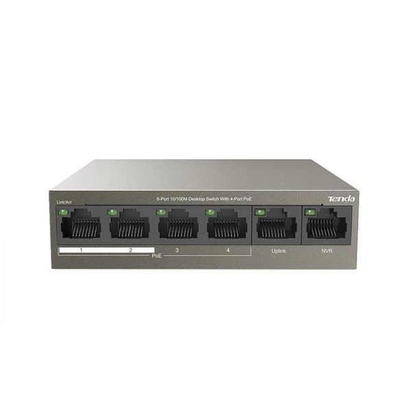 TENDA 6-Port 10/100M 4-Port PoE Switch TEF1106P-4-63W ürün görseli 1
