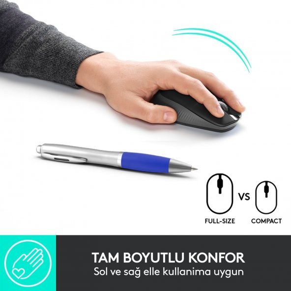 LOGITECH Wireless Mouse M190 - Kömür Siyahı 910-005905 - Resim 6