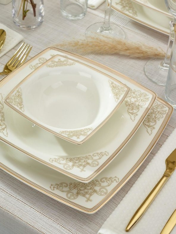 Emsan Yemek Takımı 61 Parça Fine Bone Masal Gold ürün görseli 1