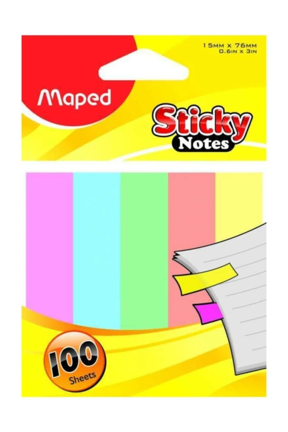 Maped 5'Li İndeks Ayraç 15x76 mm Yapışkanlı Not Kağıdı 100 Sayfa ürün görseli 1