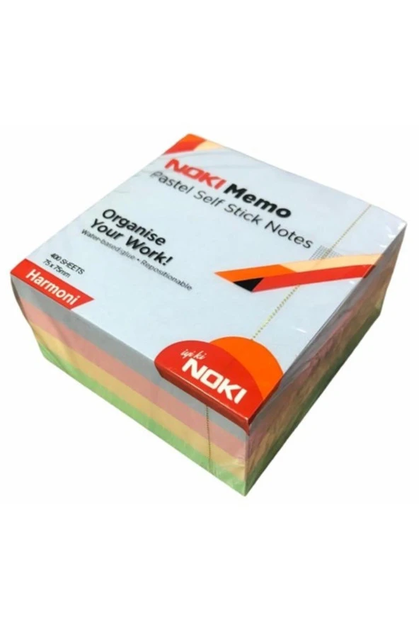 Noki Yapışkanlı Not Kağıdı Küp 400 Sayfa 75 x 75 Mm Pastel Harmoni (12 Adet) ürün görseli 1