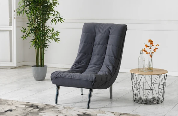 Meşe Home Smart Kılıflı Süngerli Metal Ayaklı Berjer Gri ürün görseli 1