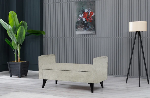 Meşe Home Toffet Bazalı Değiştirilebilir Kollu Süngerli Yüksek Plastik Ayaklı Puf - Bench ürün görseli 1