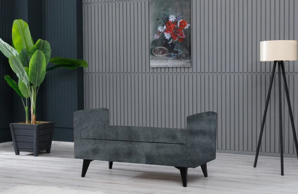 Meşe Home Toffet Bazalı Değiştirilebilir Kollu Süngerli Yüksek Plastik Ayaklı Puf - Bench ürün görseli 1