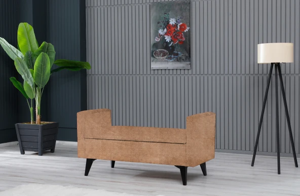 Meşe Home Toffet Bazalı Değiştirilebilir Kollu Süngerli Yüksek Plastik Ayaklı Puf - Bench ürün görseli 1