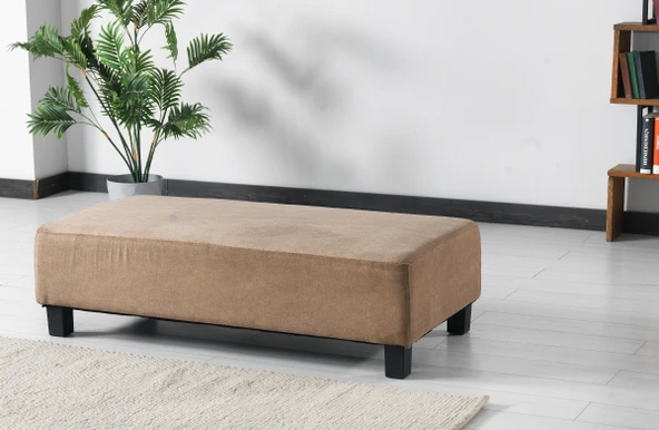Meşe Home Puzzle Kılıflı Süngerli Nubuk Kumaş Plastik Ayak Puf Açık Kahve ürün görseli 1