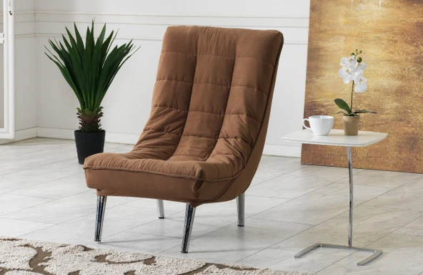 Meşe Home Smart Kılıflı Süngerli Metal Ayaklı Berjer Kahverengi ürün görseli 1