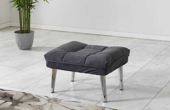 Meşe Home Smart Kılıflı Süngerli Metal Ayaklı Puf Gri ürün görseli 1