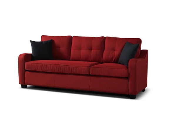 Meşe Home Plus Kılıflı Torba Yaylı Keten Kumaş Fonksiyonel Üçlü Kanepe Koltuk Kırmızı ürün görseli 1