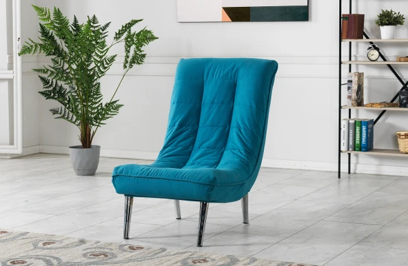 Meşe Home Smart Kılıflı Süngerli Metal Ayaklı Berjer Mavi ürün görseli 1