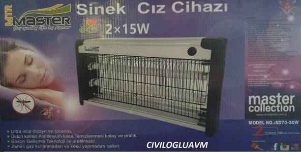 Master Sinek Cız Cihazı Sinek Öldürücü 2x15w 30w ürün görseli 1
