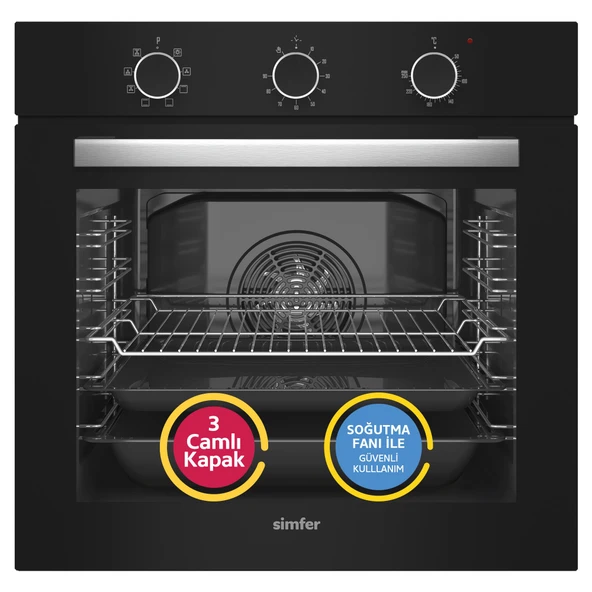 Simfer 8220 Ank. QS Büyük Pop-up 9 Fonk Siyah Cam Power Turb ürün görseli 1
