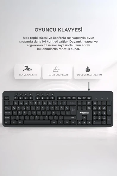 Oyuncu Klavyesi Kablolu Multiedya Q Klavye TK07 Siyah - Resim 2